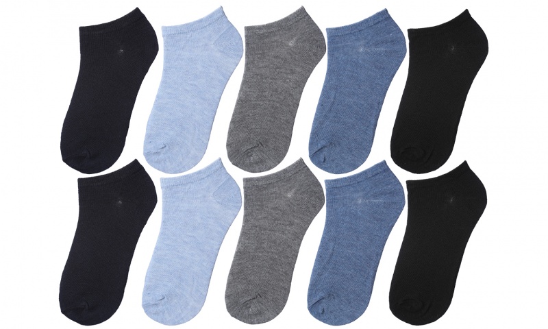 Girl's Low Cut Ankle Socks - 10 Pairs - Blue/Black/Grey