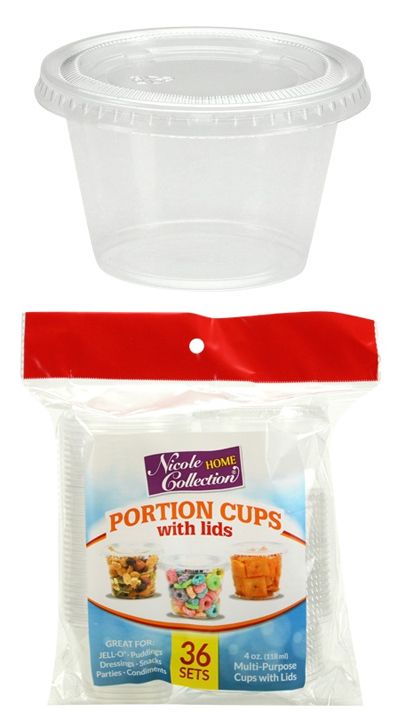4 Oz. Plastic Portion Cup With Lid - Clear - 36-Packs - Nicole Home Collection