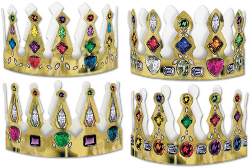 Packaged Printed Jeweled Crowns - Assorted Designs #22306