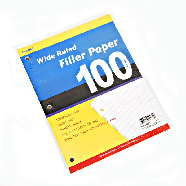 Wide-Ruled Filler Paper - White, 100 Sheets