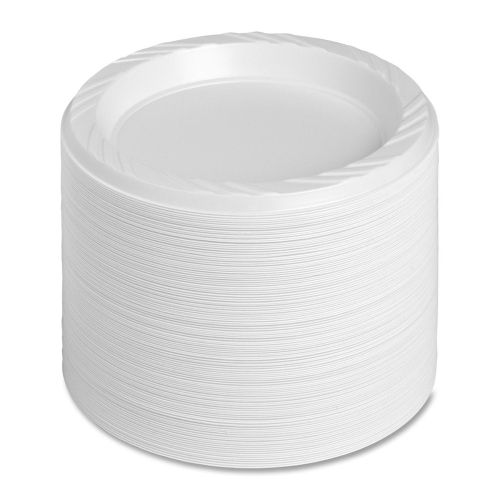6" Plastic Round Plates - Reusable/Disposable, 125/Pk, White