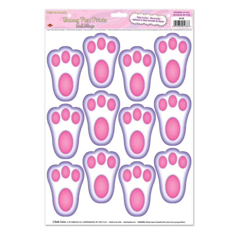 Easter Sticker Sheets - Bunny Paw Prints, 12 Pack