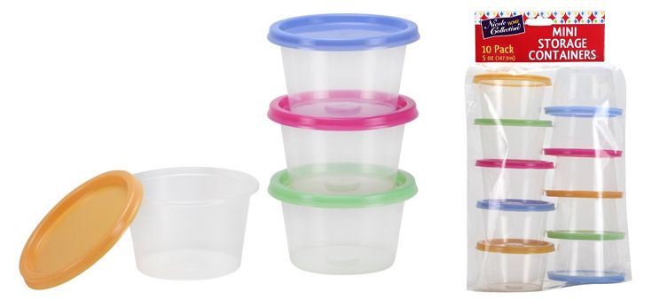 5 Oz. Mini Round Containers With Neon Lids - 10-Packs - Nicole Home Collection