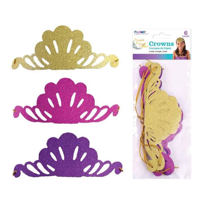 Mermaid Shell Party Crowns - Assorted - 6 Pack