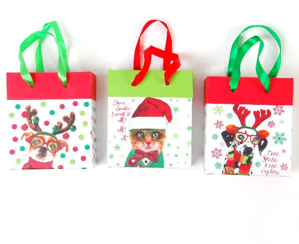 Christmas Paper Bucket With Satin Ribbon Handle