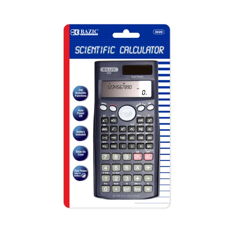Scientific Calculator - 240 Function, Slide-On Case, Solar Battery
