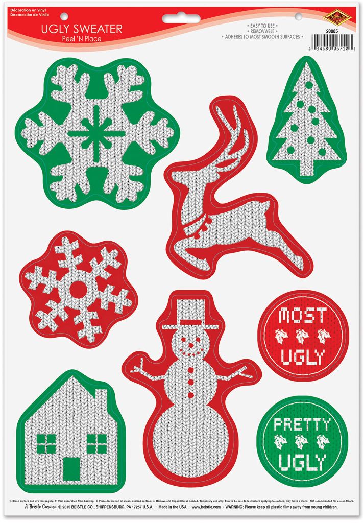 Ugly Christmas Sweater Sticker Sheet - 8 Pack