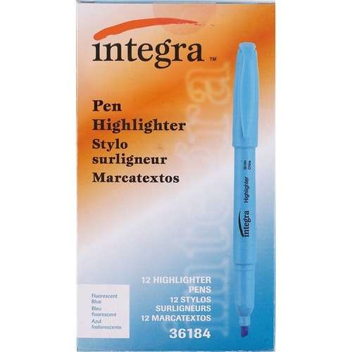 Pen Highlighters - Fluorescent Blue, Chisel Tip