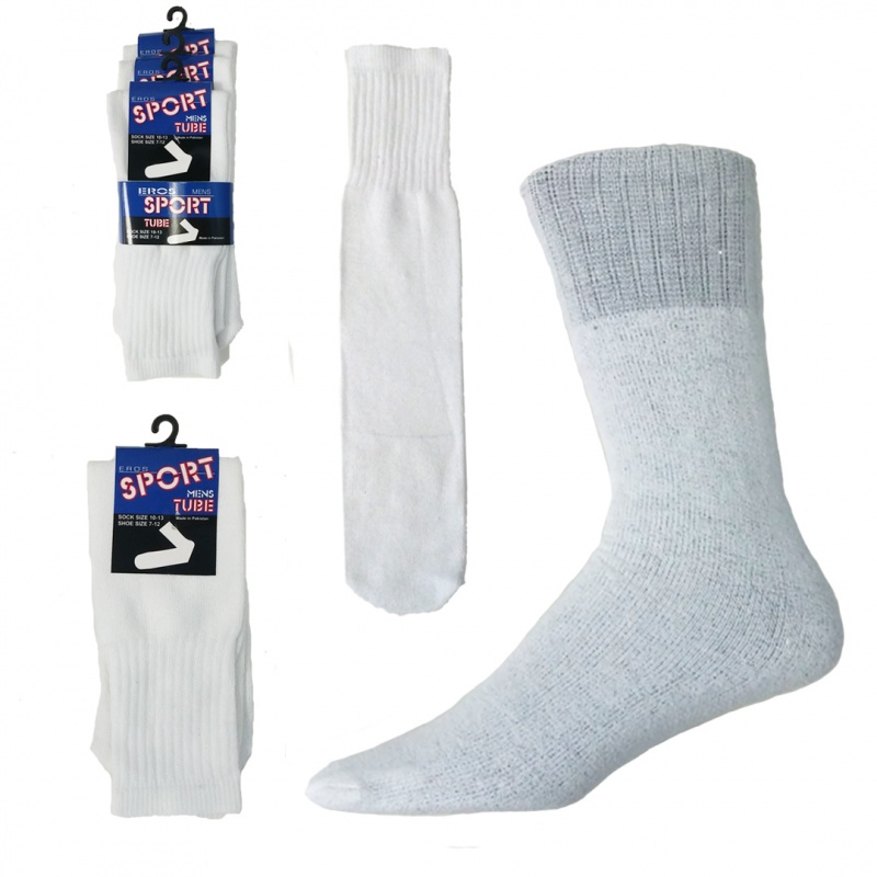 Men's Tube Socks - Size 10-13, White