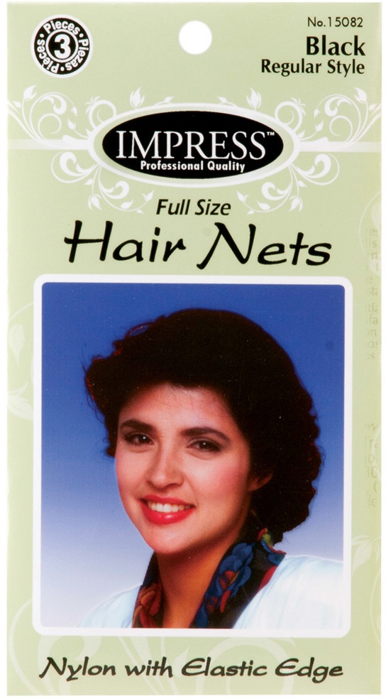 Impress Black Hair Nets - 3 Pack