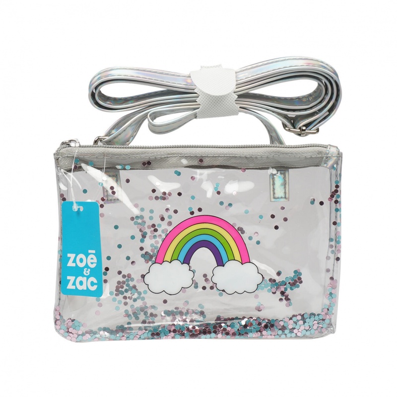 Rainbow Crossbody Bag For Girls - Clear W/Sequins