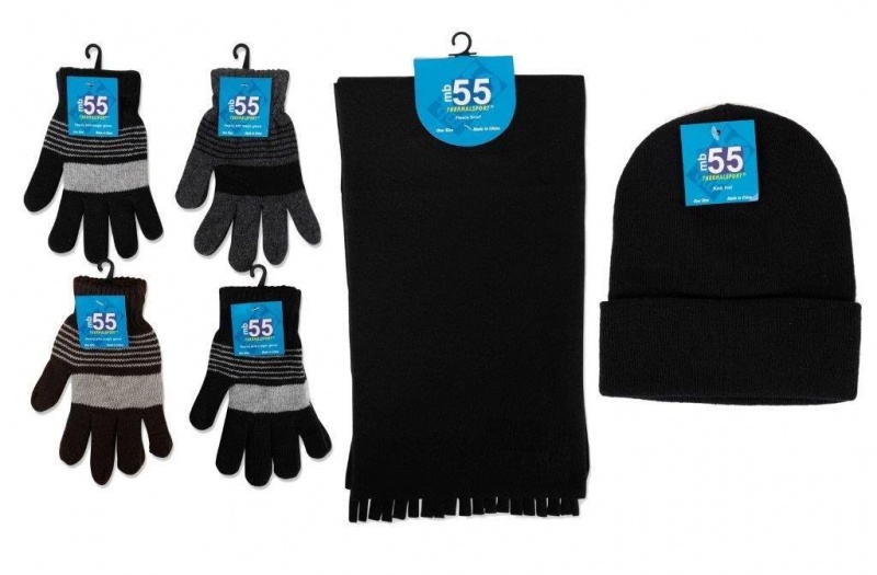 Adult Hat, Gloves, Scarf Sets - Knit Fleece