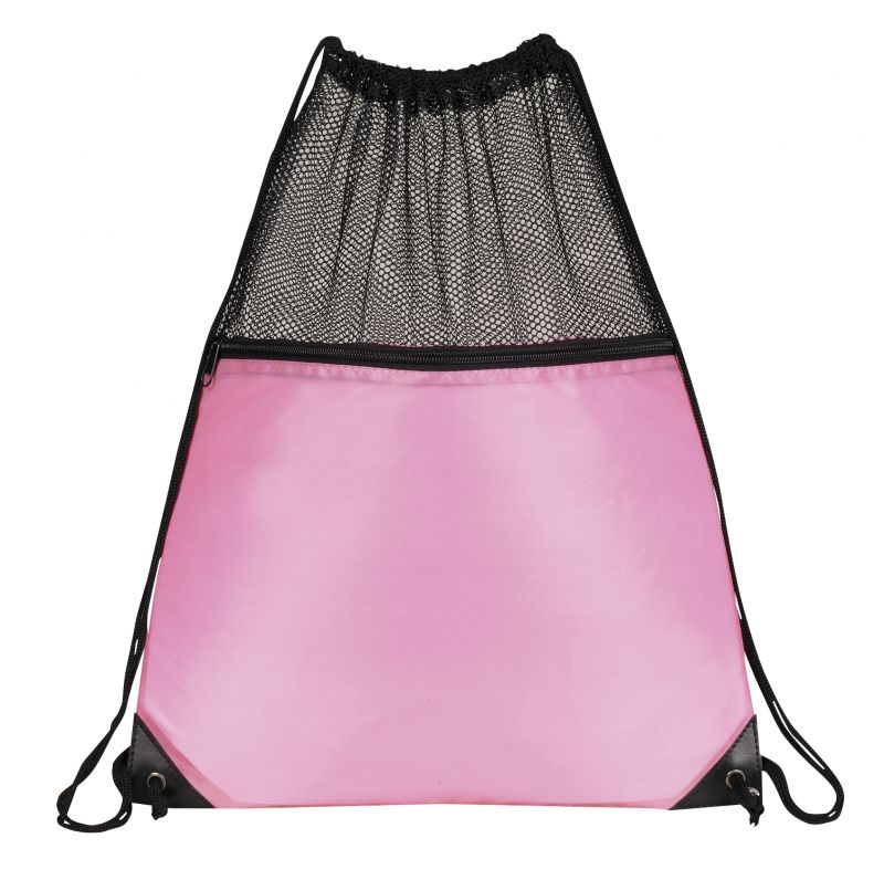 Pink Mesh Drawstring Backpack
