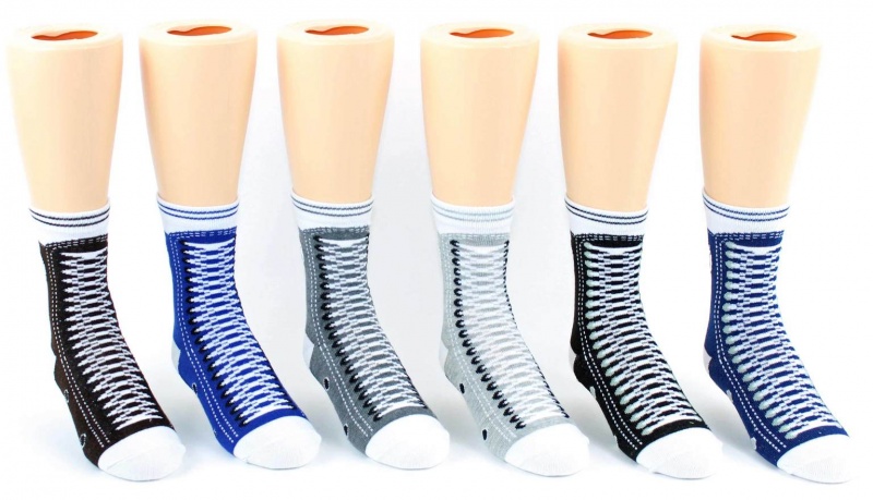 Kids' Sneaker Print Crew Socks - Size 4-6