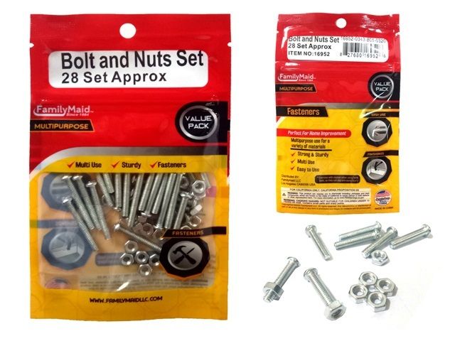 Assorted Nuts Bolts Sets - Metal, 28 Pieces