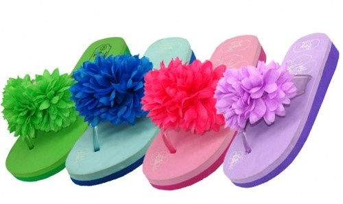 Women's Flower Top Flip-Flops - Assorted Colors