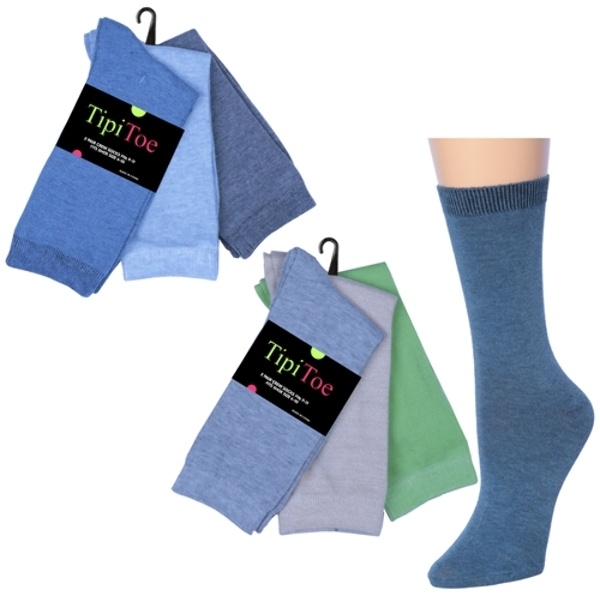 Women's Solid Color 3 Pack Crew Socks