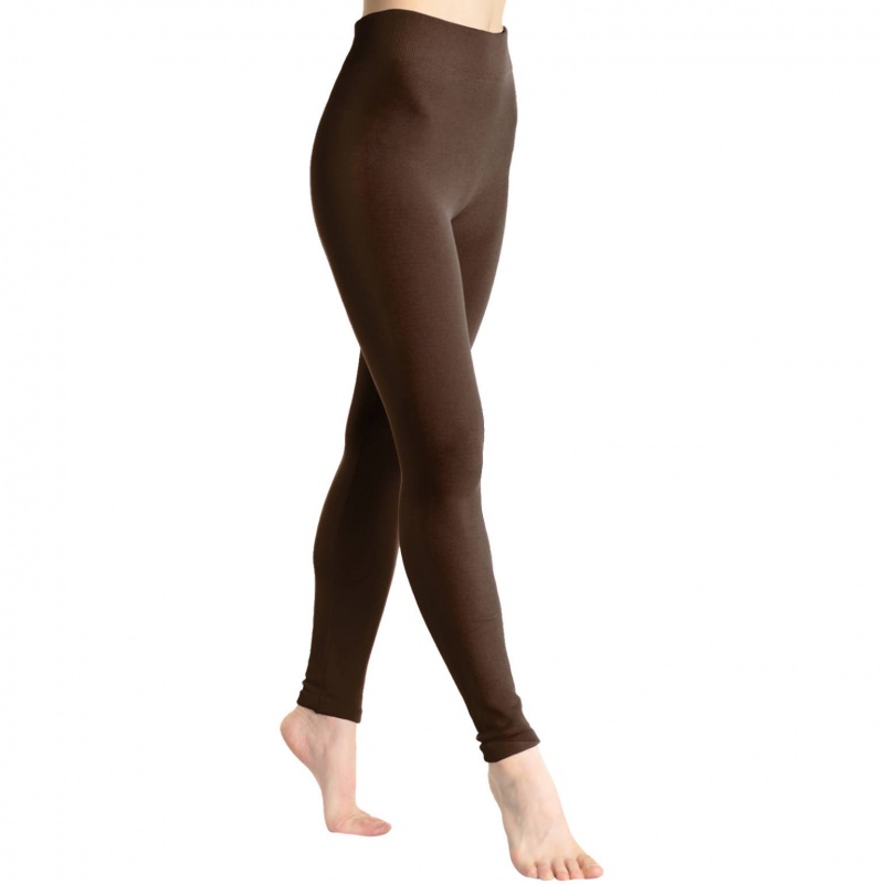 Angelina Seamless Footless Leggings With Winter Warmth Plus Lining - One Size Fits Most (Queen Coffee)