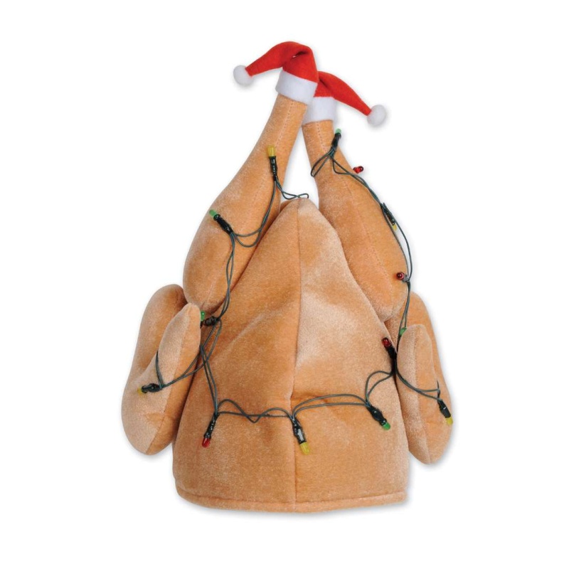 Light-Up Christmas Turkey Hat - Plush