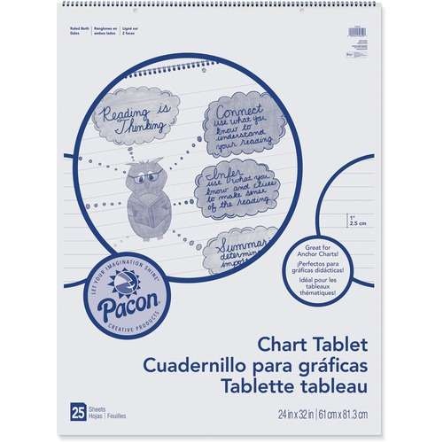 1" Cursive Spiral Chart Tablets - 25 Sheets