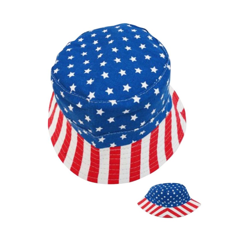 American Flag Print Bucket Hats