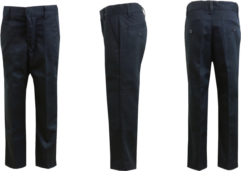 Men's Uniform Flat Front Twill Pants - Sizes 28-34, Black