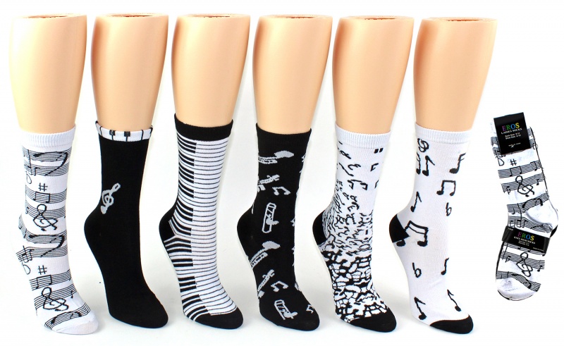 Women's Crew Socks - Music Prints Size 9-11