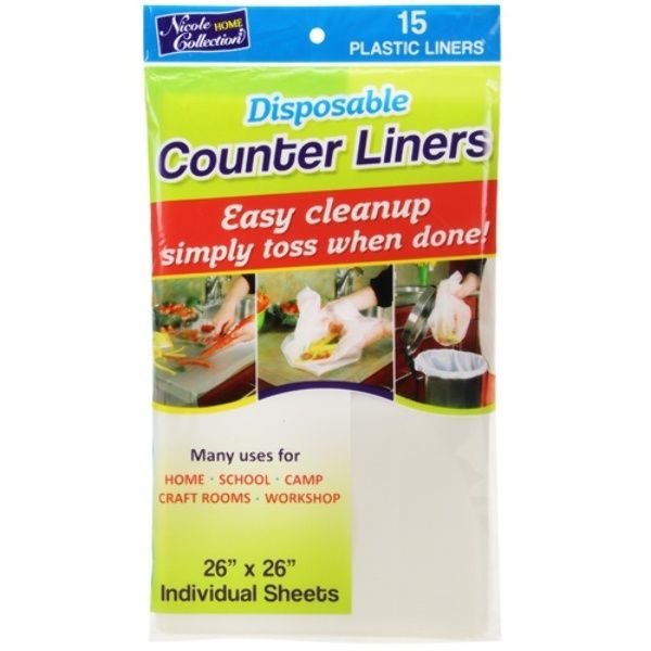 26" X 26" Disposable Plastic Counter Liners - Transparent - Nicole Home Collection