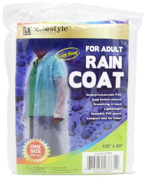 Adult Pvc Raincoats With Hood - Clear, 48 Count
