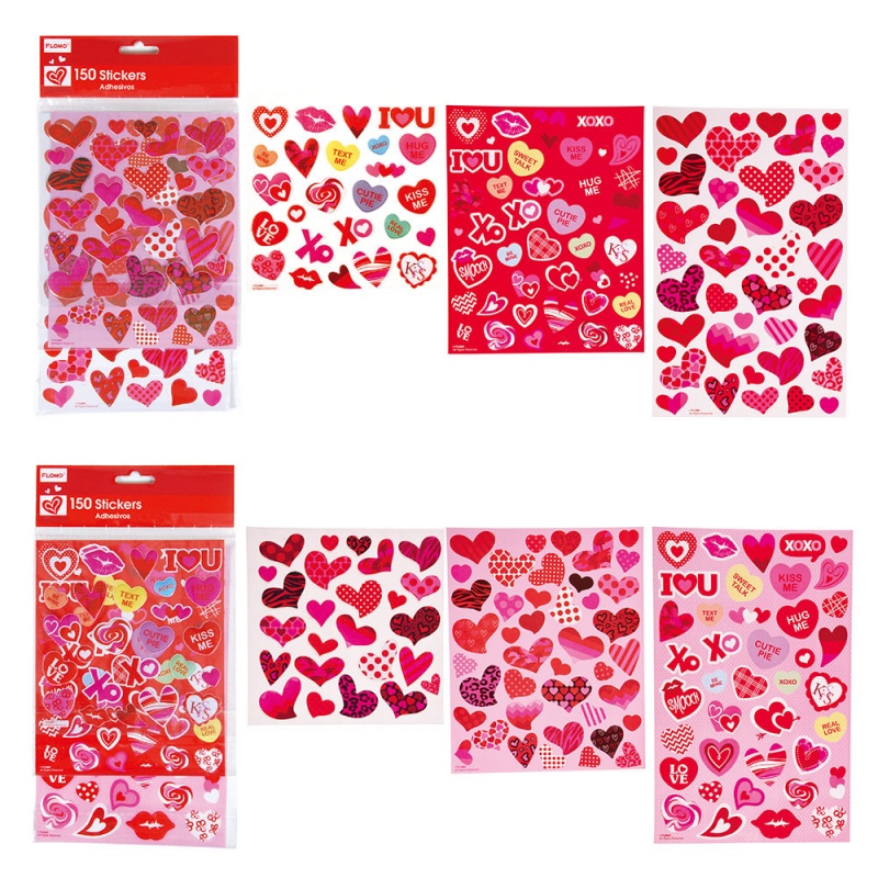 150 Count Printed And Puffy Valentine Stickers