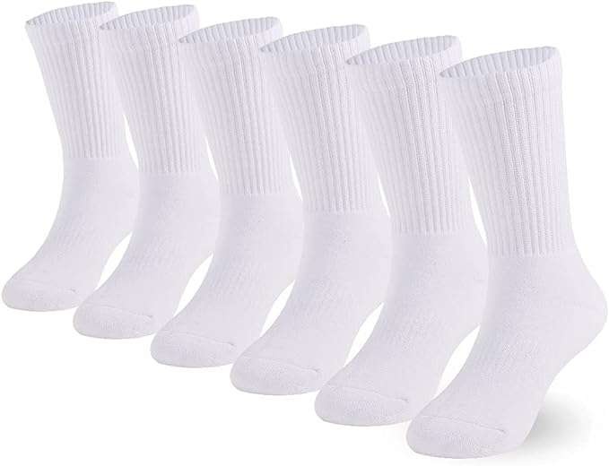 Kid's White Crew Socks - Size 6-8
