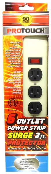 6 Outlet Power Strips - 3-Foot Cord