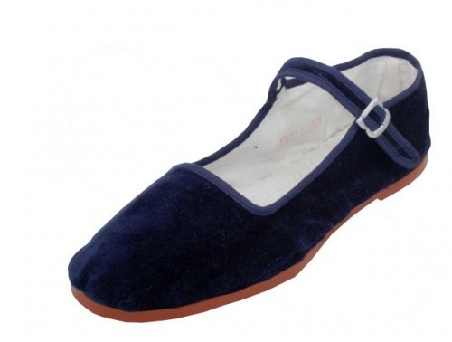 Women's Navy Color Velvet Mary Janes Shoes (36 Pairs)