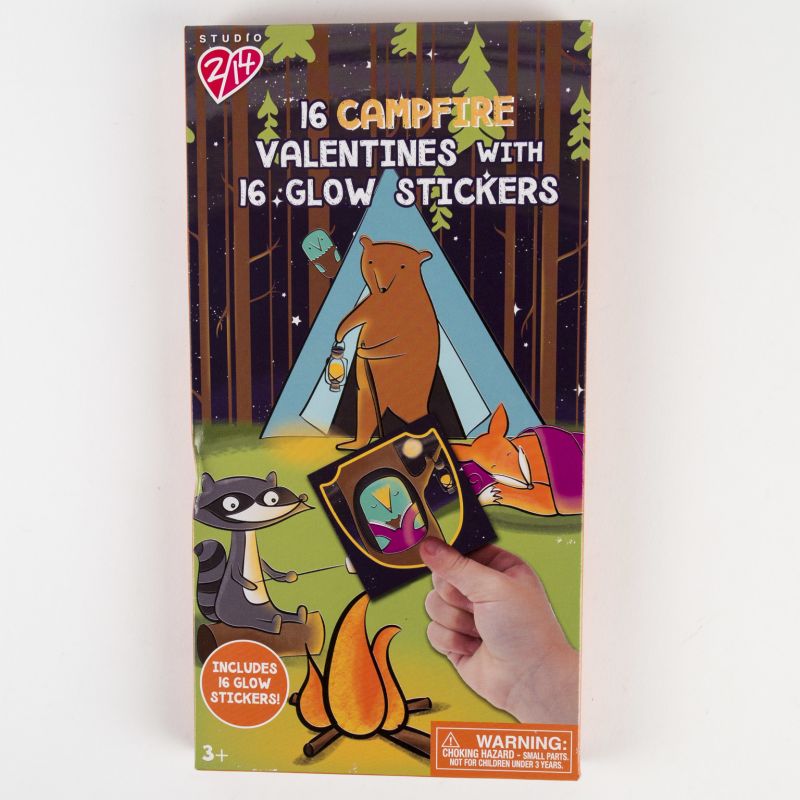 16 Count Camp Fire Valentine Cards With Stickers