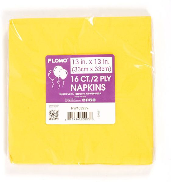 Luncheon Napkins - Yellow (16 Pieces)