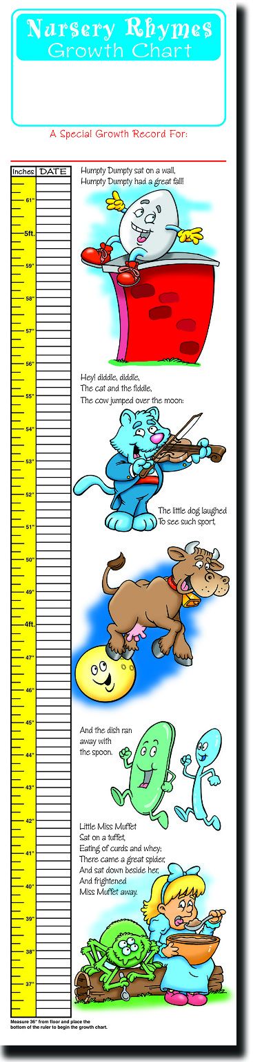 Nursery Rhymes Growth Charts - Ages 2-12, 7.25" X 32"