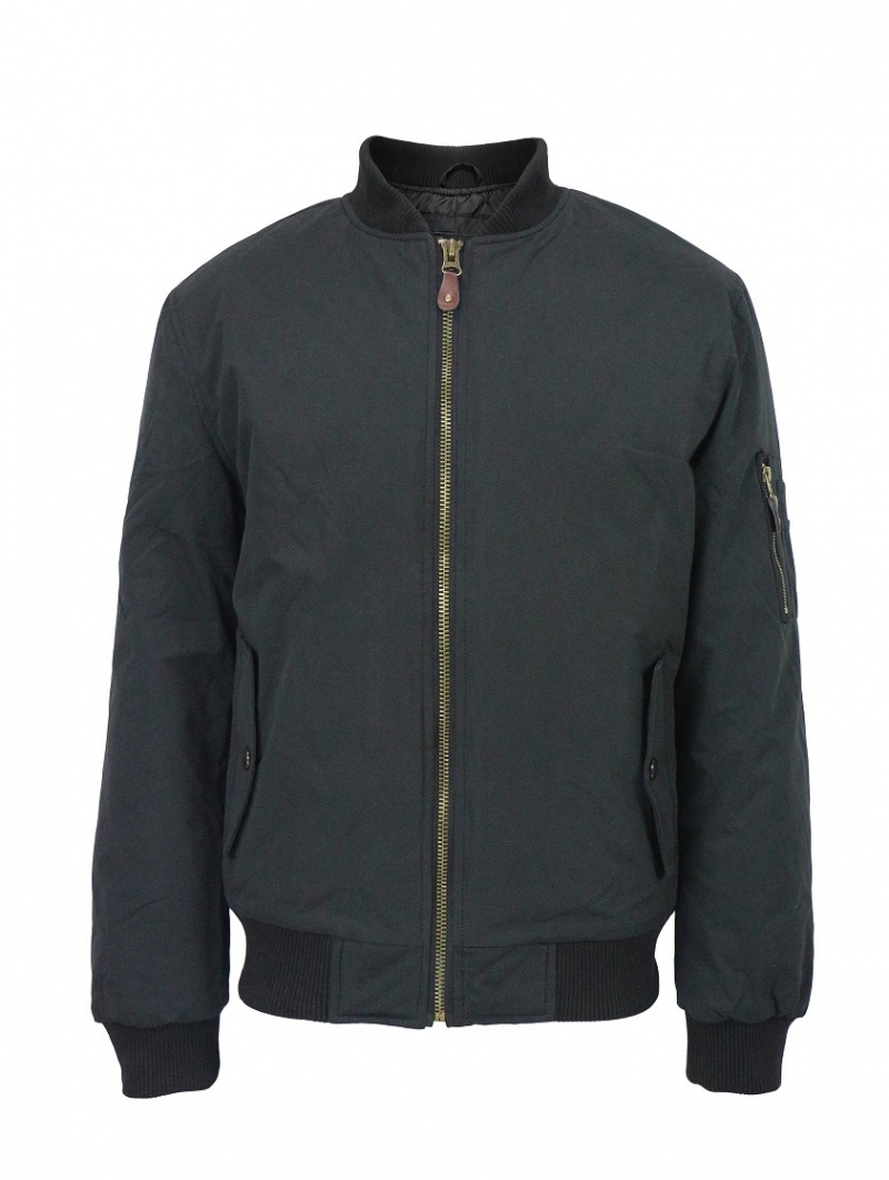 Men's Bomber Jackets - S-2X, Black, Microfiber Shell