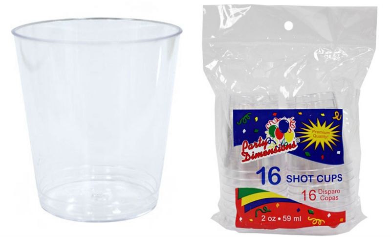 2 Oz. Clear Plastic Shot Cup Tumblers 16-Packs