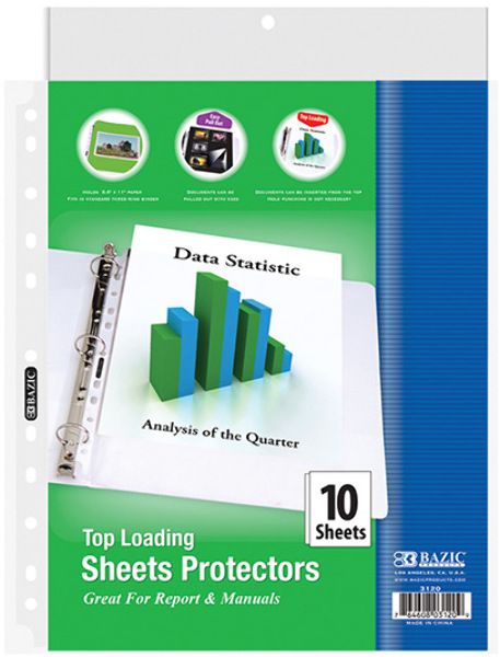 Top Loading Sheet Protectors - 10 Pack