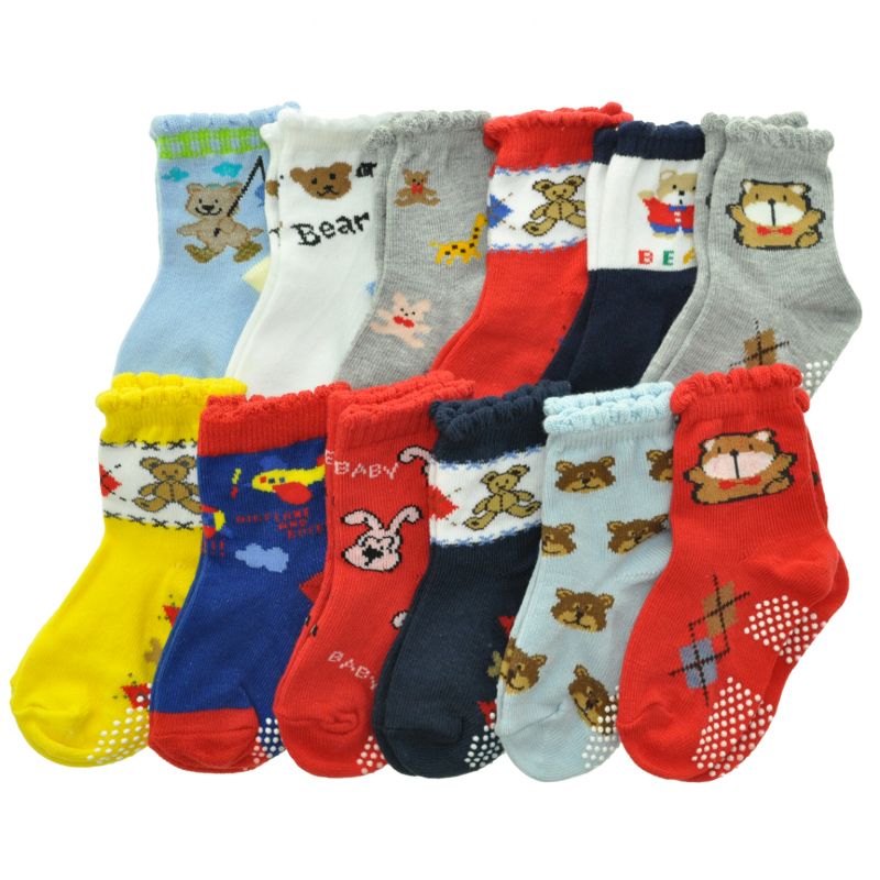 Angelina Baby Boys' Cotton Blend Socks - Assorted Colors Designs, 12-24m