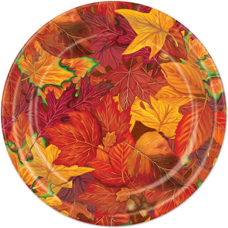 Fall Leaf Plates - Autumn Colors, 8 Pack, 7"