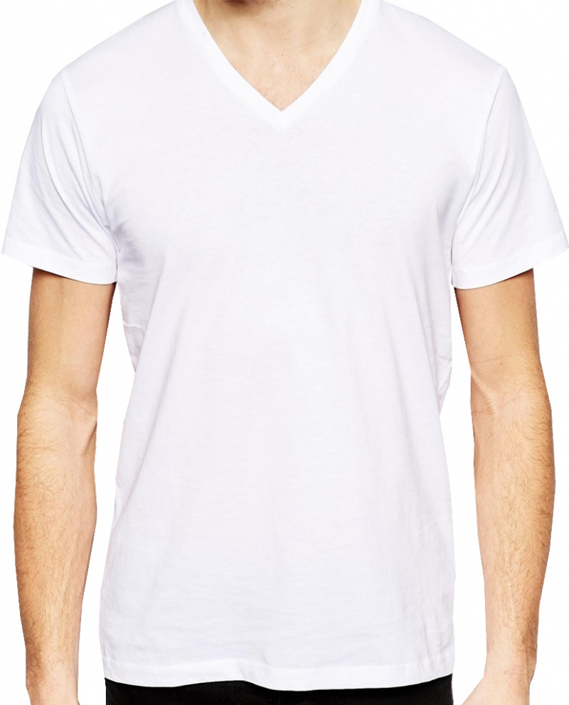 Cotton Plus Short Sleeve V-Neck T-Shirt - White, Small