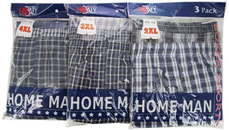 Homeman Men's Boxer Shorts - Plaid, 3X, 3 Pack