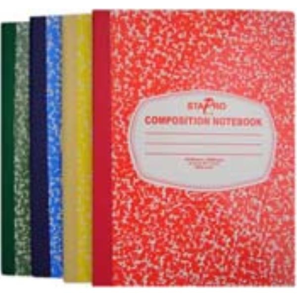 Marbled Wide Ruled Composition Notebook - 100 Sheets, Assorted Colors