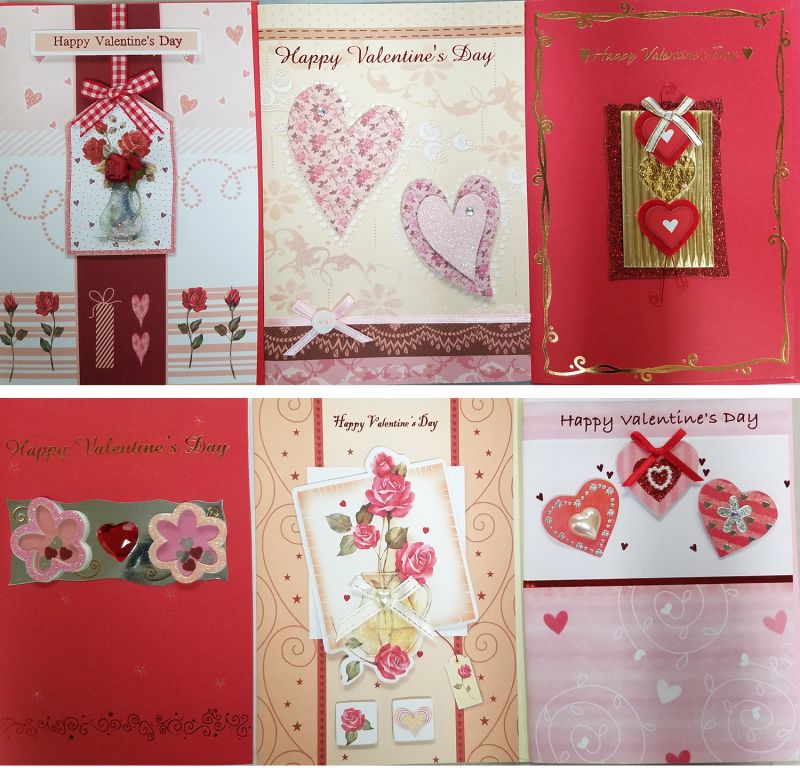 Valentine's Day Cards - 6 Styles, 4" X 6"