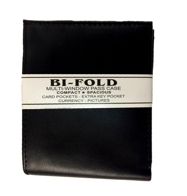 Men's Leather Bi-Fold Wallet - Black