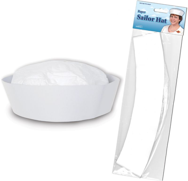 Paper Sailor Hat - White, One Size, Foil
