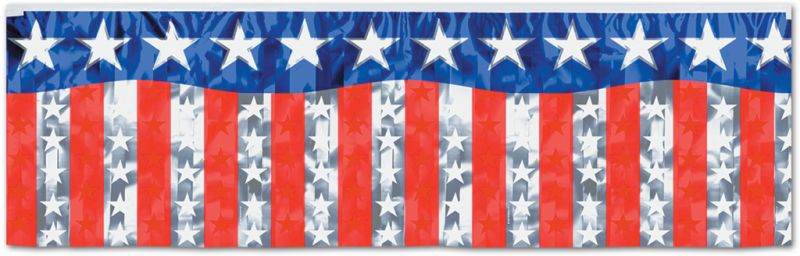 Stars Stripes Fringe Banner - 1-Ply, 14" X 4'