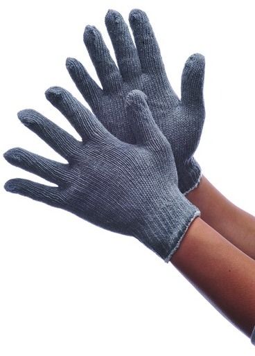 Gray String Knit Gloves Large