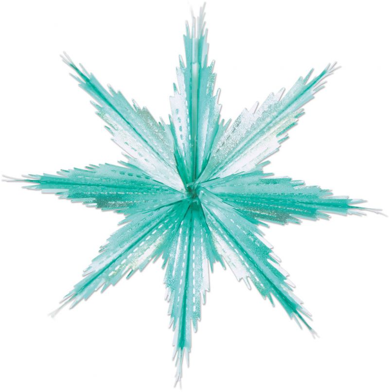 2-Tone Metallic Snowflakes - Turquoise Silver